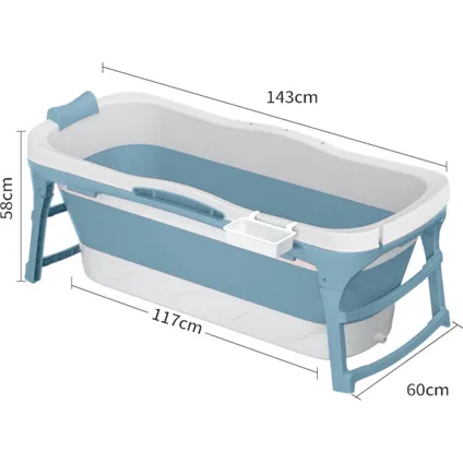 LIFEBATH Opvouwbaar bad Mobiele badkuip Incl. badkussen 143 cm Blauw 6