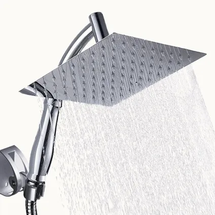 Milton Tête de douche XL Deluxe - 28 cm - Chrome - Pomme de douche avec tuyau et support