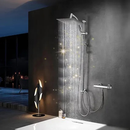 Milton Tête de douche XL Deluxe - 28 cm - Chrome - Pomme de douche avec tuyau et support 7