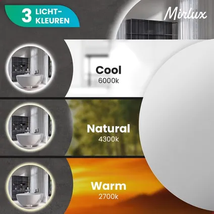 Mirlux Badkamerspiegel met LED Verlichting & Verwarming – Wandspiegel Rond – Anti Condens - 60CM 2