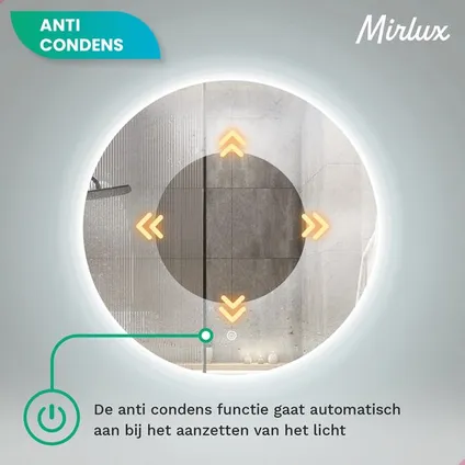 Mirlux Badkamerspiegel met LED Verlichting & Verwarming – Wandspiegel Rond – Anti Condens - 60CM 4