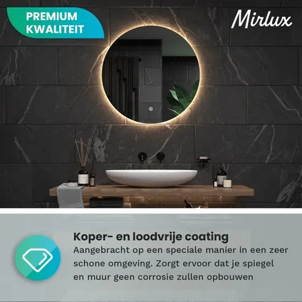 Mirlux Badkamerspiegel met LED Verlichting & Verwarming – Wandspiegel Rond – Anti Condens- 80CM 10