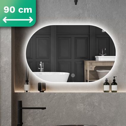 Mirlux Badkamerspiegel met LED Verlichting & Verwarming – Ovaal – Anti Condens- 90x60CM
