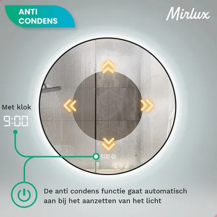 Mirlux Badkamerspiegel met LED Verlichting & Verwarming – Rond – Anti Condens - Mat Zwart - 100CM 8