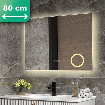 Mirlux Badkamerspiegel met LED Verlichting & Verwarming – Wandspiegel – Anti Condens- 80x60CM