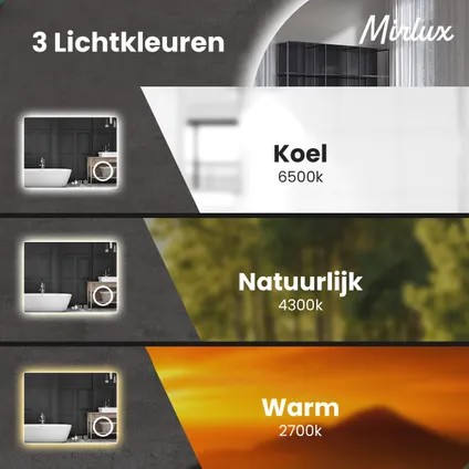 Mirlux Badkamerspiegel met LED Verlichting & Verwarming – Wandspiegel – Anti Condens- 80x60CM 6