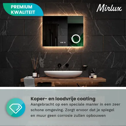 Mirlux Badkamerspiegel met LED Verlichting & Verwarming – Wandspiegel – Anti Condens- 80x60CM 8