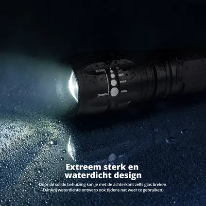 FlinQ Military Flashlight - Lampe de poche Led - 1000 mètres - aluminium - 2-pack - noir 5