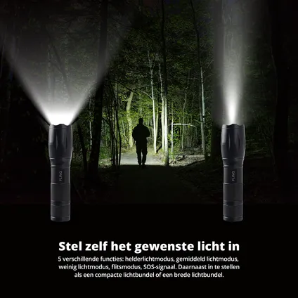 FlinQ Military Flashlight - Lampe de poche Led - 1000 mètres - aluminium - 2-pack - noir 6