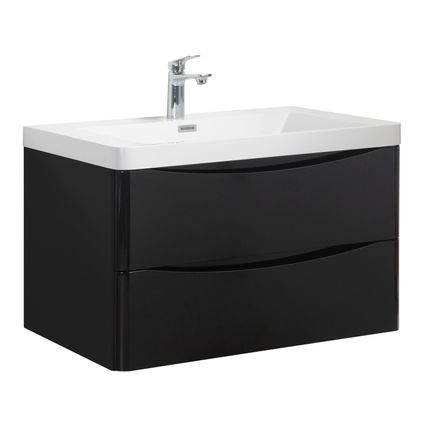 Meuble de salle de bain Vienna 80 cm lavabo Badplaats - Noir brillant