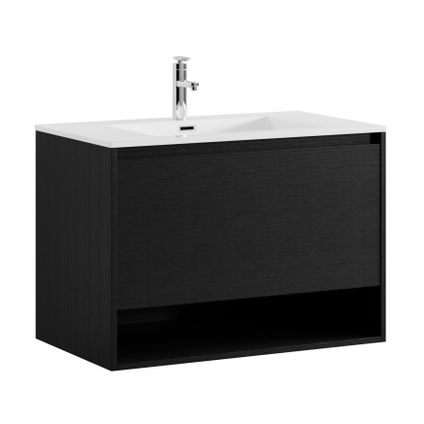 Meuble de salle de bain Genua 80 cm - Badplaats - Noir bois - Meuble avec lavabo