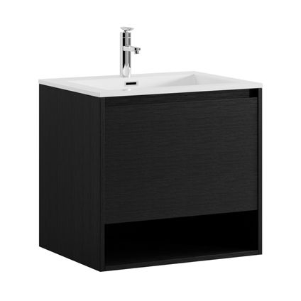 Meuble de salle de bain Genua 60 cm - Badplaats - Noir bois - Meuble avec lavabo
