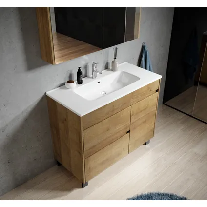 Meuble de salle de bain Salzburg 100 cm - Badplaats - Chêne - Meuble avec lavabo 5