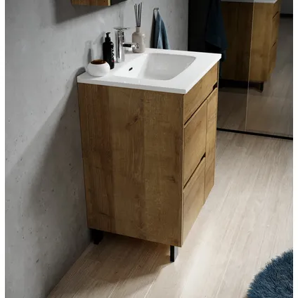 Meuble de salle de bain Salzburg 60 cm - Badplaats - Chêne - Meuble avec lavabo 4