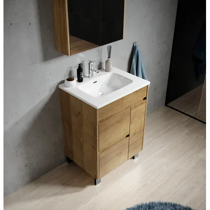 Meuble de salle de bain Salzburg 60 cm - Badplaats - Chêne - Meuble avec lavabo 5