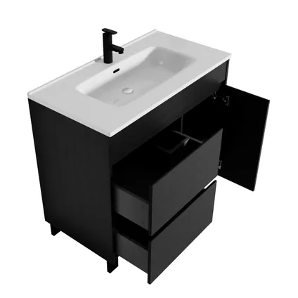 Meuble de salle de bain Salzburg 100 cm - Badplaats - Noir Bois - Meuble lavabo 2