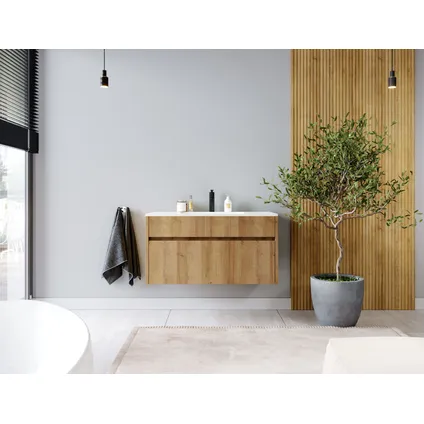 Meuble de salle de bain Pablo 100 cm - Badplaats - Chêne - Meuble avec lavabo 3