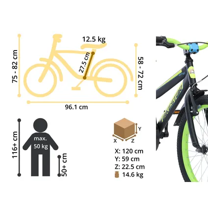 Bikestar kinderfiets Urban Jungle 20 inch zwart/groen 6