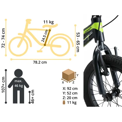Bikestar mountainbike kinderfiets alu 16 inch zwart / groen 6