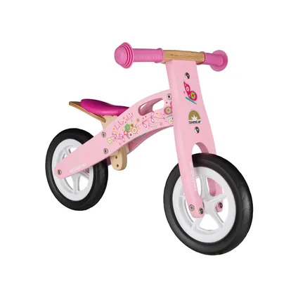 Bikestar houten loopfiets 10 inch wielen roze 2