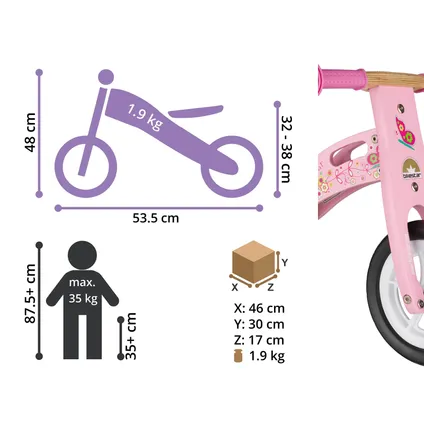 Bikestar houten loopfiets 10 inch wielen roze 4