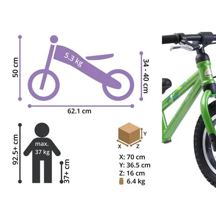 Bikestar MTB loopfiets 12 inch groen 4