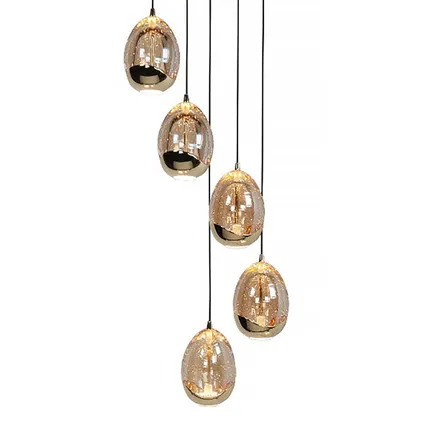 Highlight hanglamp Golden Egg 5 lichts Ø 30cm amber-zwart 2