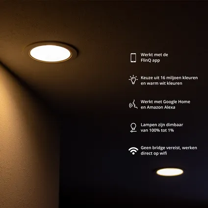 FlinQ Smart Gu10 Inbouwspots - Slimme Lampen- 2-pack - Wit 2