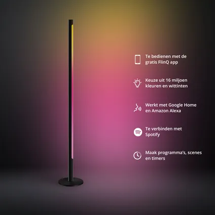 FlinQ Xyro LED Slimme Vloerlamp - Staande Lamp - Zwart 11