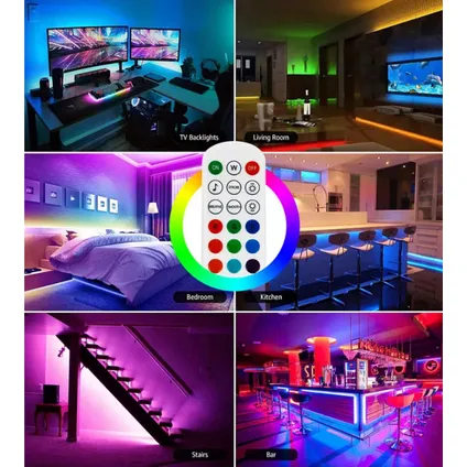 Lichtendirect-LED Strip - 30 meter - RGB verlichting - dimbaar - afstandsbediening- Bluetooth-APP 6