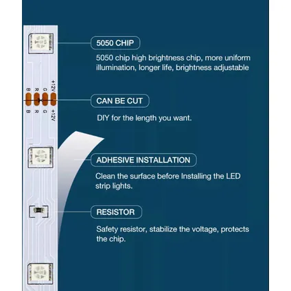Lichtendirect-LED Strip - 30 meter - RGB verlichting - dimbaar - afstandsbediening- Bluetooth-APP 7