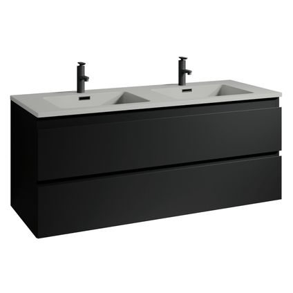 Meuble de salle de bain Angela 120 cm - Badplaats - Noir mat, lavabo gris