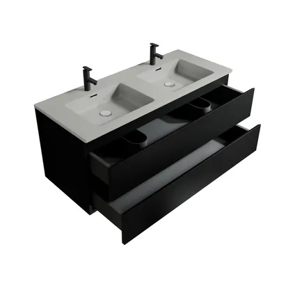 Badplaats Badkamermeubel Angela 120cm - grijze wastafel - mat zwart 2