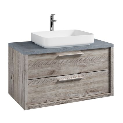 Meuble de salle de bain Indiana 90 cm - Badplaats - Chene avec gris - Meuble