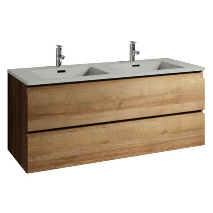 Meuble de salle de bain Angela 120 cm - Badplaats - Chene, lavabo gris – Armoire