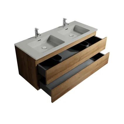 Meuble de salle de bain Angela 120 cm - Badplaats - Chene, lavabo gris – Armoire 2