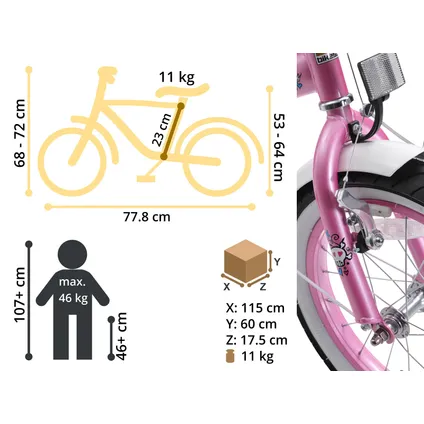 Bikestar kinderfiets Cruiser 16 inch roze 6