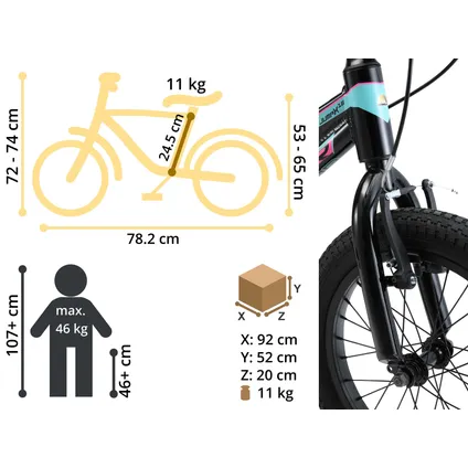 Bikestar mountainbike kinderfiets alu 16 inch zwart / blauw 6
