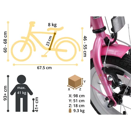 Bikestar kinderfiets Classic 12 inch roze / wit 6