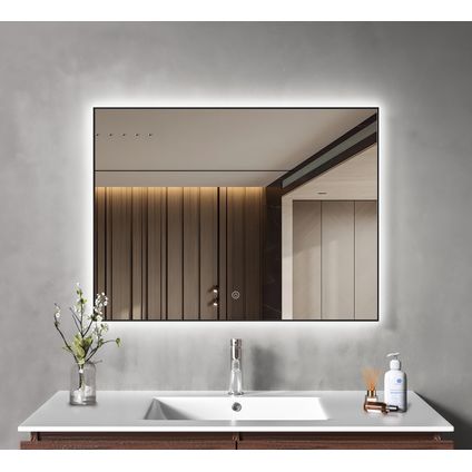Miroir salle de bain LOMAZOO Lyon avec LED 80 x 60 cm rectangle