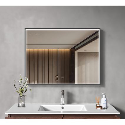 Miroir salle de bain LOMAZOO Bordeaux avec LED 80 x 60 cm rectangle
