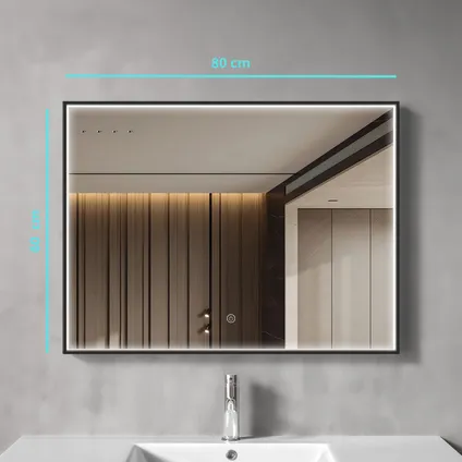 Miroir salle de bain LOMAZOO Bordeaux avec LED 80 x 60 cm rectangle 2
