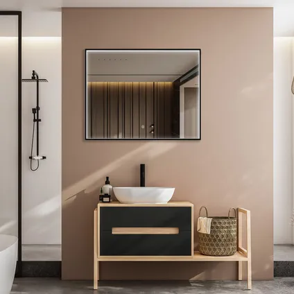Miroir salle de bain LOMAZOO Bordeaux avec LED 80 x 60 cm rectangle 3