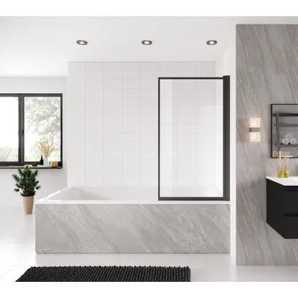 Paroi baignoire Fes 80 x 140 cm Badplaats - noir - verre transparent 3