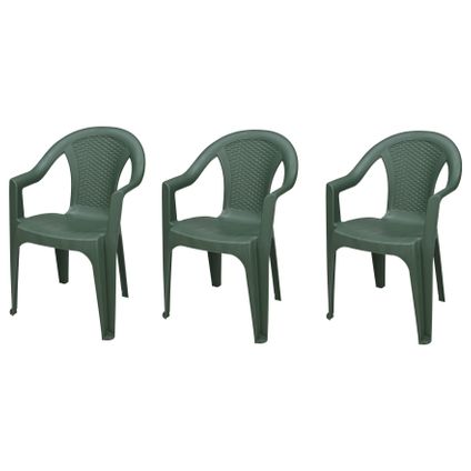 4goodz Isola Green 3x chaises de jardin empilables - Gain de place