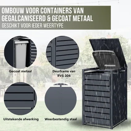 4gardenz® Containerombouw 3 Afvalbakken - Kliko Ombouw - Antraciet 3