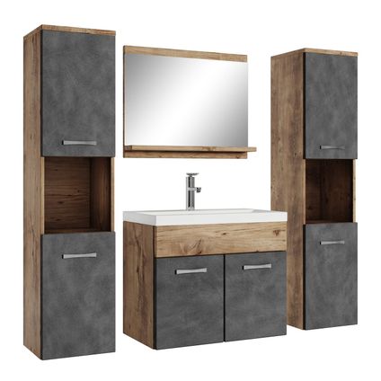 Meuble de salle de bain Montreal XL - Badplaats - 60 cm Chêne / gris - Armoire