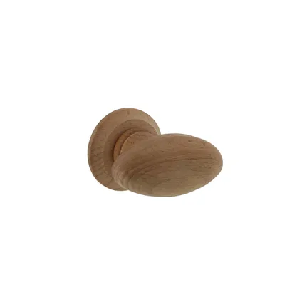 Béquille à bouton ovale lisse avec rosace ronde en bois de hêtre