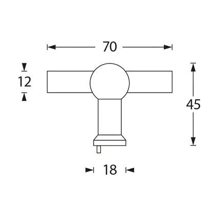 Intersteel Meubelknop T-vorm 22mm recht rvs geborsteld 3