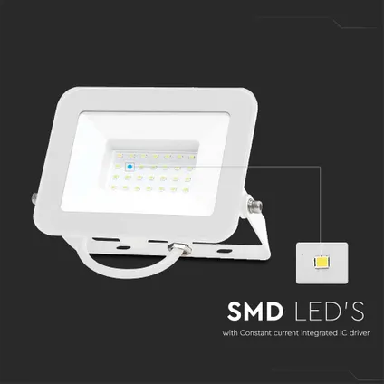 Projecteurs à LED blanches V-TAC VT-44030-W - Samsung - IP65 - 30W - 2505 Lumens - 6500K - 5 ans 5
